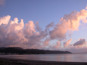 半地で見た綺麗な夕日